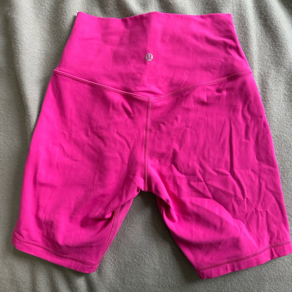 Women's Lululemon High-Rise Hot Sonic Pink 8” Biker Shorts, size 6